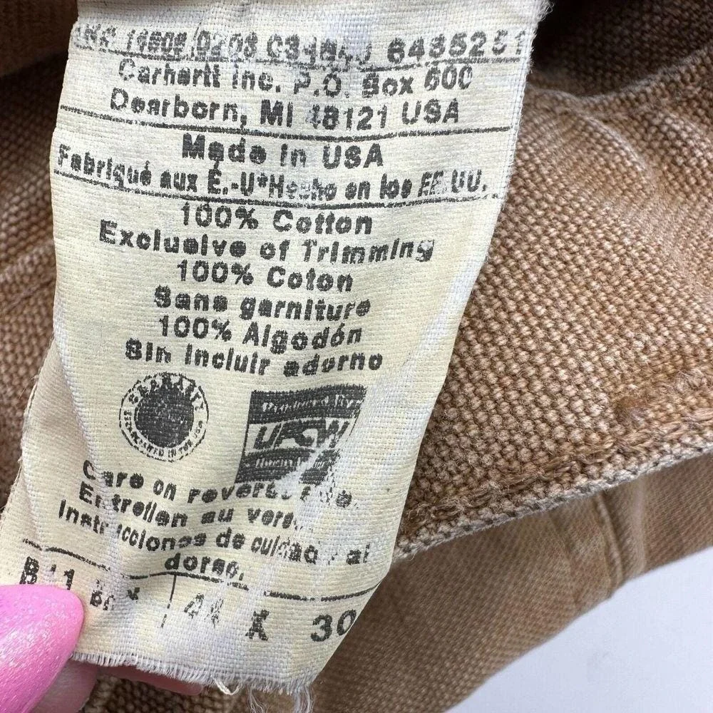 Carhartt Carpenter Pants Mens 44x30 Brown Vintage B11 BRN Duck Canvas Made USA
